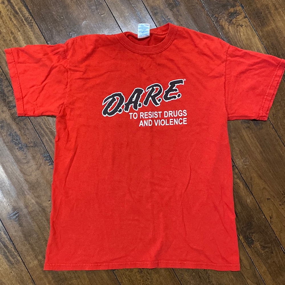 Vintage Red DARE Drugs State of Louisiana Shirt Double Sided Size Medium